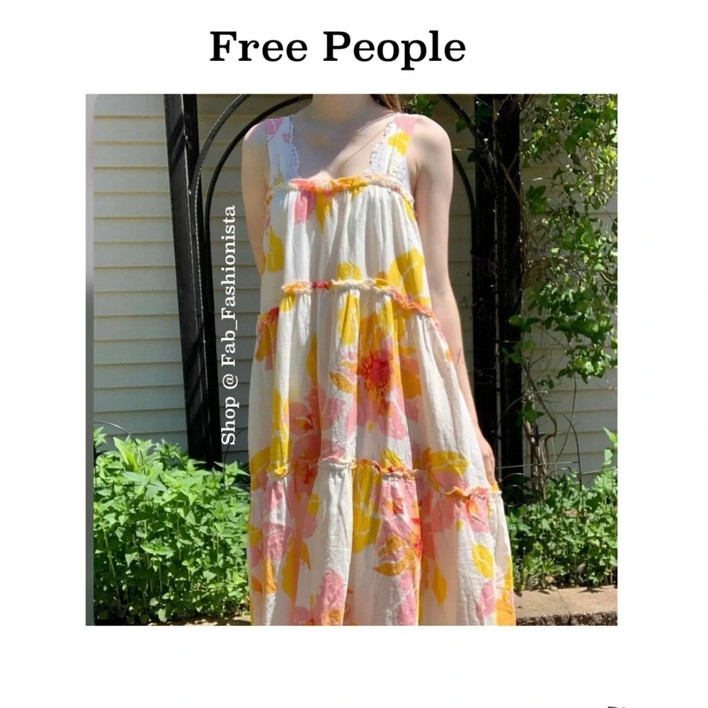 Free People Floral Midi Dress size XSmall